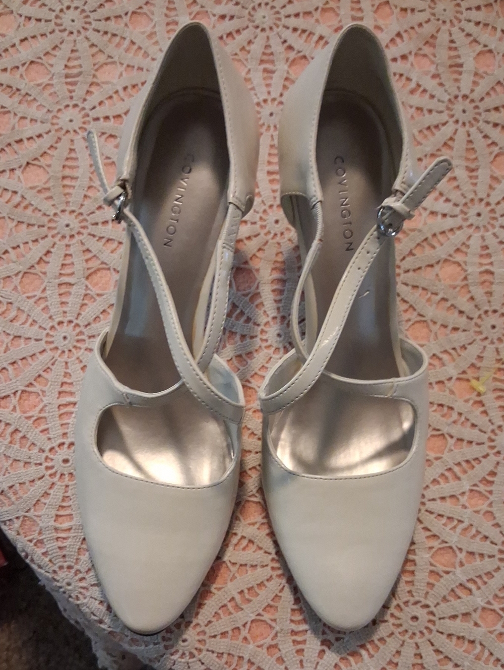 Covington Cream Pointed Mary Jane Slingback Heels